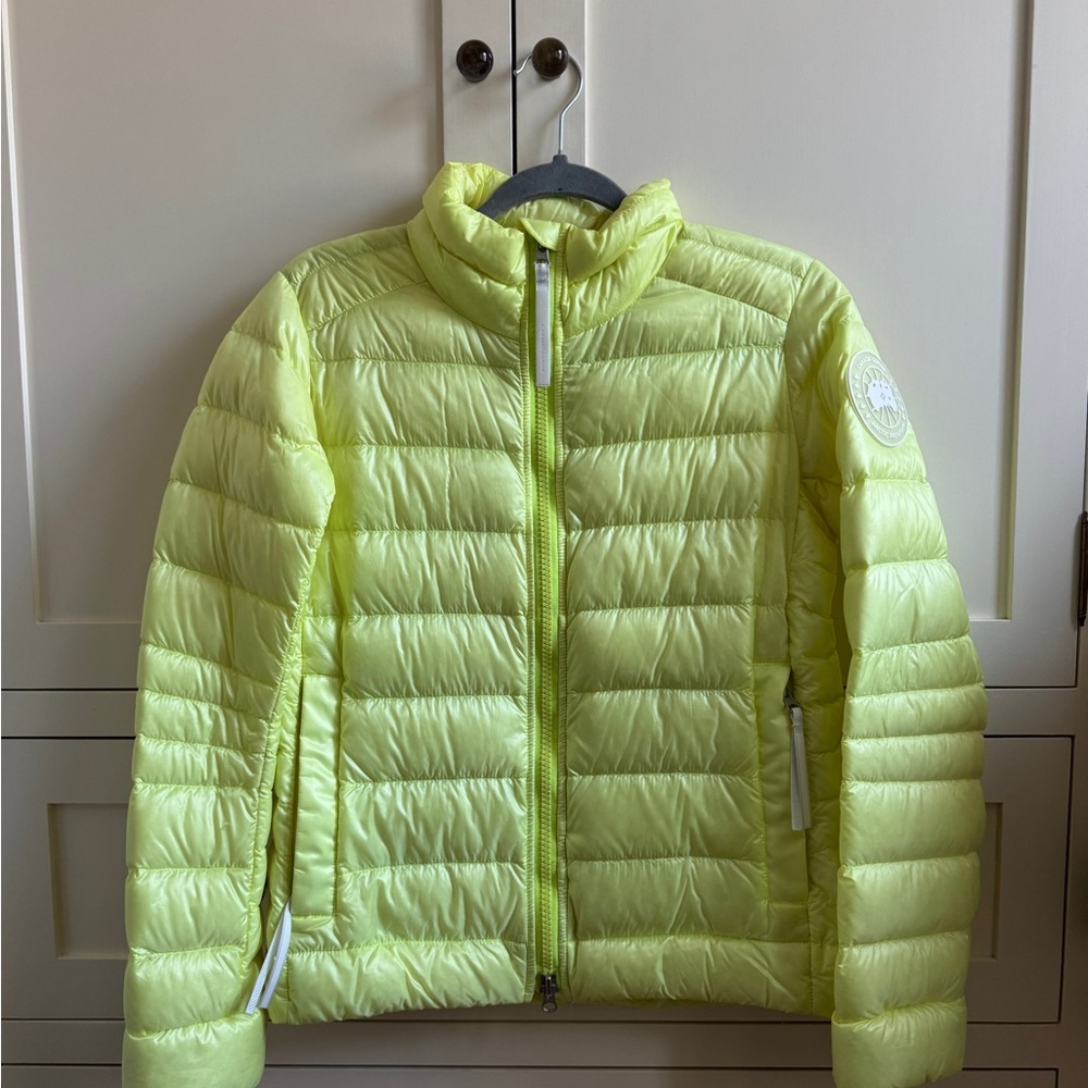 Canada Goose spring jacket down bright green yellow white label